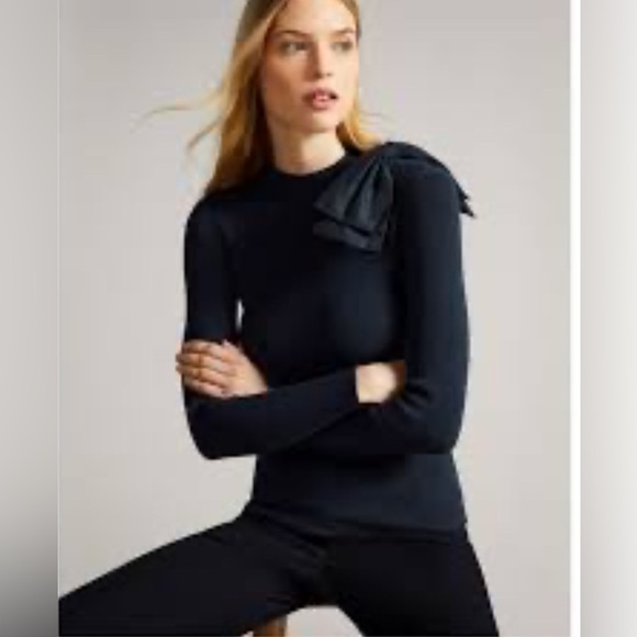 Ted Baker Knit Navy Sweater with Bow Detail - Picture 3 of 10